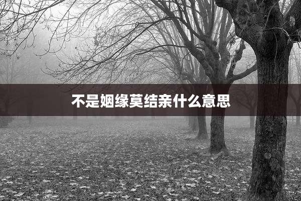 不是姻缘莫结亲什么意思