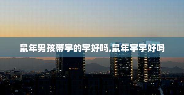 鼠年男孩带宇的字好吗,鼠年宇字好吗