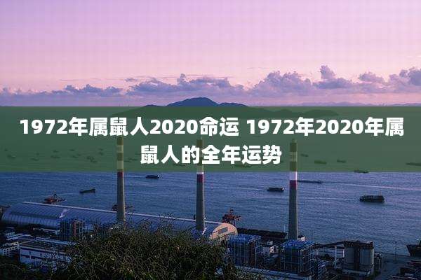 1972年属鼠人2020命运 1972年2020年属鼠人的全年运势