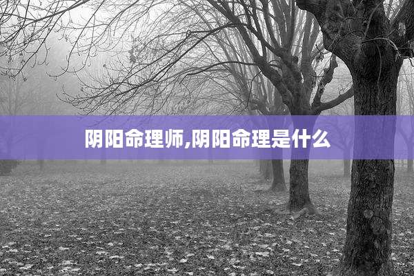 阴阳命理师,阴阳命理是什么