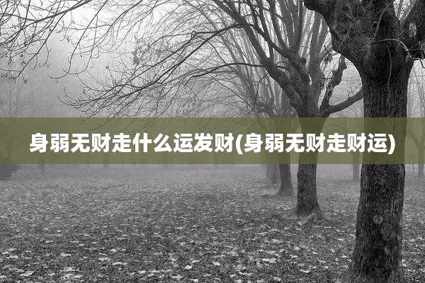 身弱无财走什么运发财(身弱无财走财运)