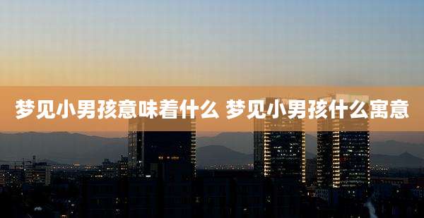 梦见小男孩意味着什么 梦见小男孩什么寓意
