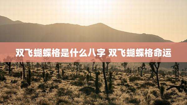 双飞蝴蝶格是什么八字 双飞蝴蝶格命运