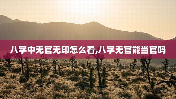 八字中无官无印怎么看,八字无官能当官吗