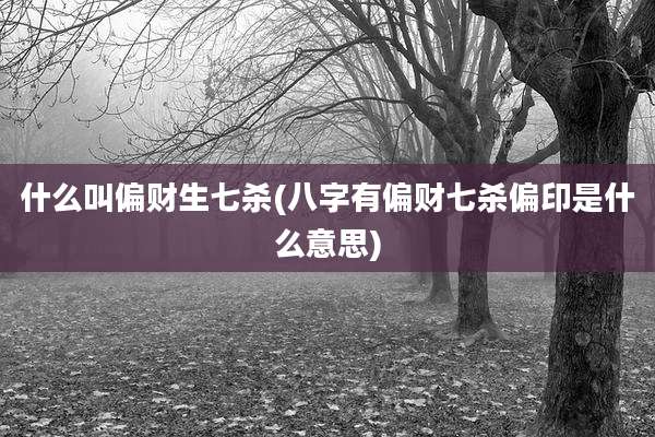 什么叫偏财生七杀(八字有偏财七杀偏印是什么意思)