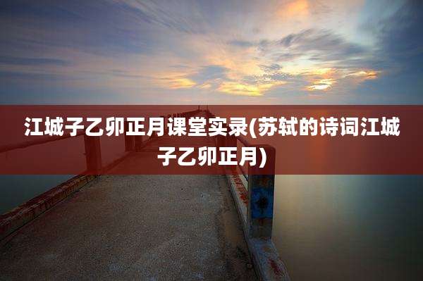 江城子乙卯正月课堂实录(苏轼的诗词江城子乙卯正月)