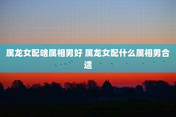 属龙女配啥属相男好 属龙女配什么属相男合适