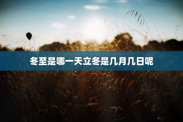 冬至是哪一天立冬是几月几日呢
