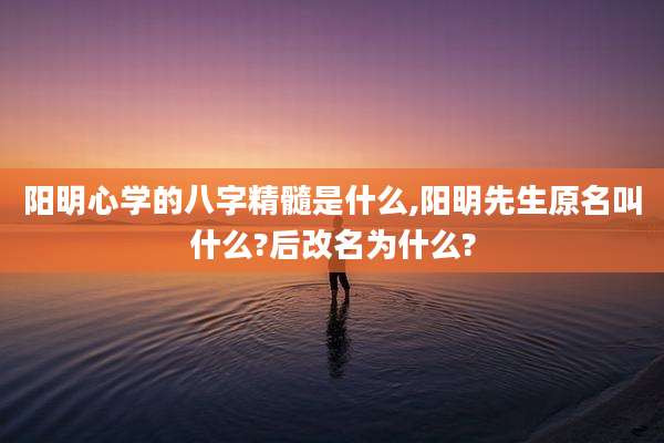 阳明心学的八字精髓是什么,阳明先生原名叫什么?后改名为什么?
