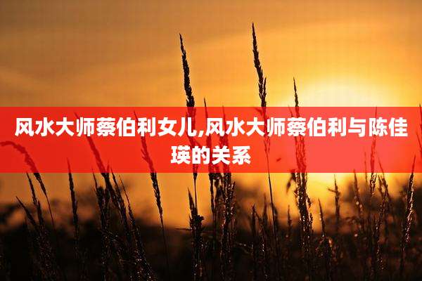 风水大师蔡伯利女儿,风水大师蔡伯利与陈佳瑛的关系