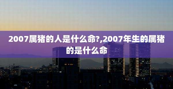 2007属猪的人是什么命?,2007年生的属猪的是什么命