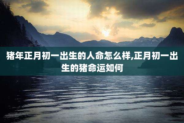 猪年正月初一出生的人命怎么样,正月初一出生的猪命运如何