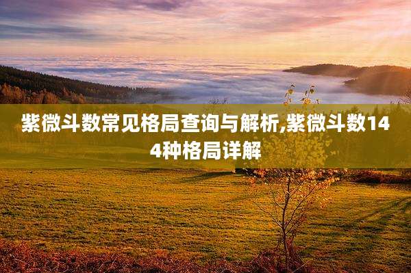 紫微斗数常见格局查询与解析,紫微斗数144种格局详解