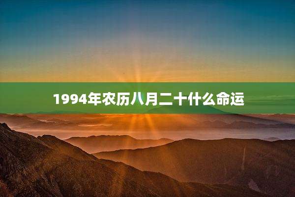 1994年农历八月二十什么命运