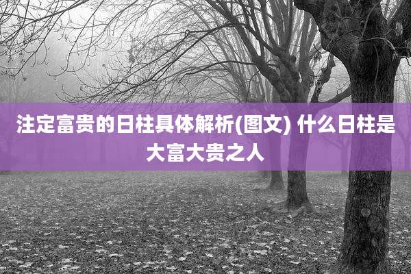 注定富贵的日柱具体解析(图文) 什么日柱是大富大贵之人