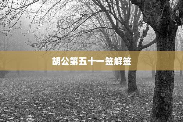 胡公第五十一签解签
