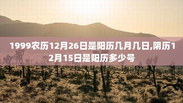 1999农历12月26日是阳历几月几日,阴历12月15日是阳历多少号