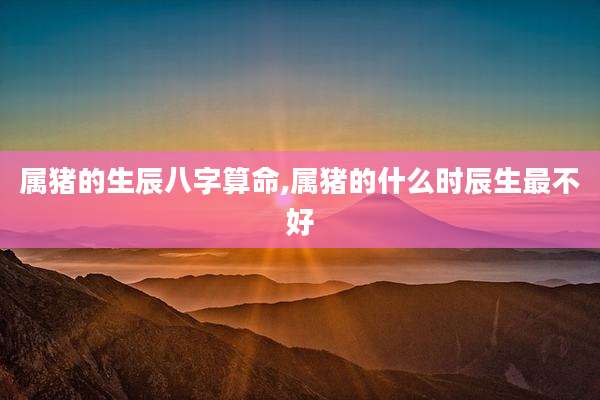 属猪的生辰八字算命,属猪的什么时辰生最不好