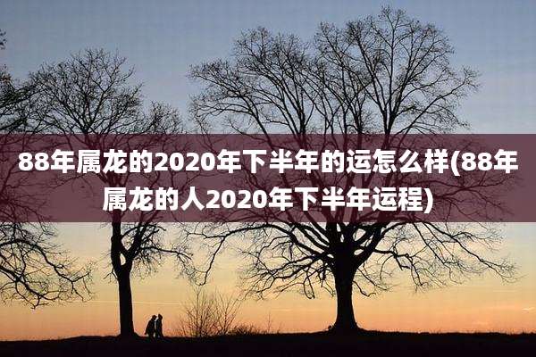 88年属龙的2020年下半年的运怎么样(88年属龙的人2020年下半年运程)