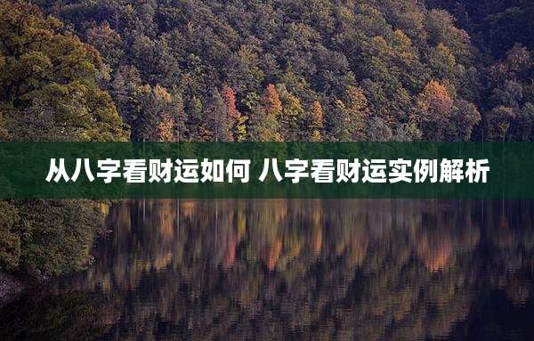 从八字看财运如何 八字看财运实例解析