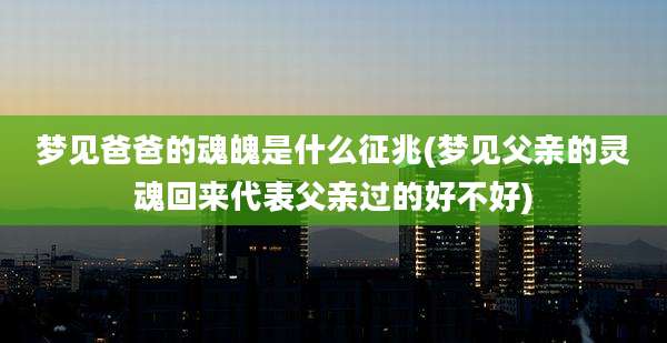 梦见爸爸的魂魄是什么征兆(梦见父亲的灵魂回来代表父亲过的好不好)