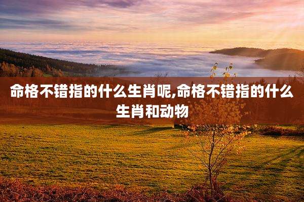 命格不错指的什么生肖呢,命格不错指的什么生肖和动物