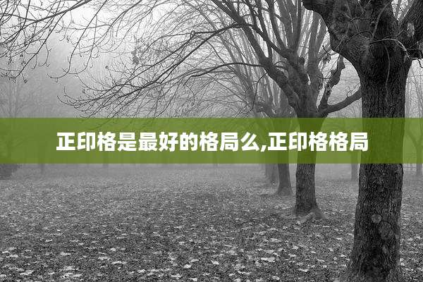 正印格是最好的格局么,正印格格局