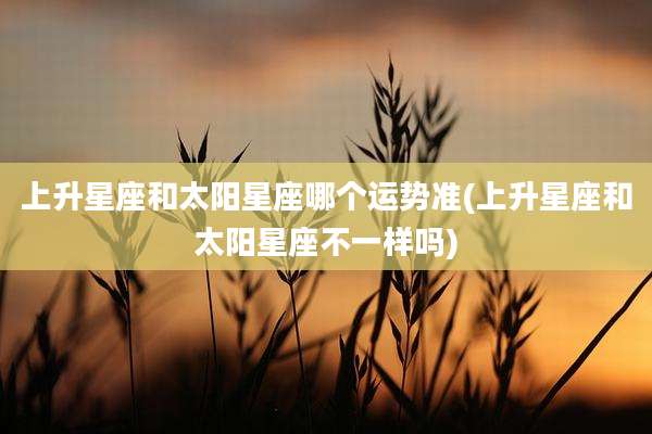 上升星座和太阳星座哪个运势准(上升星座和太阳星座不一样吗)