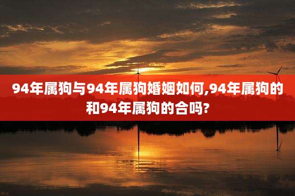 94年属狗与94年属狗婚姻如何,94年属狗的和94年属狗的合吗?