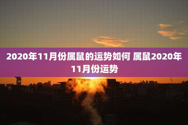 2020年11月份属鼠的运势如何 属鼠2020年11月份运势