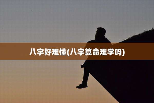 八字好难懂(八字算命难学吗)