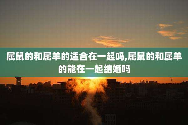 属鼠的和属羊的适合在一起吗,属鼠的和属羊的能在一起结婚吗