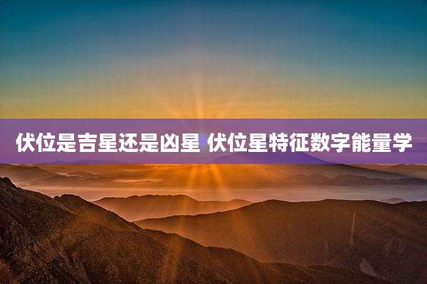 伏位是吉星还是凶星 伏位星特征数字能量学