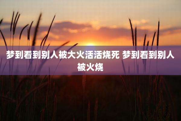 梦到看到别人被大火活活烧死 梦到看到别人被火烧