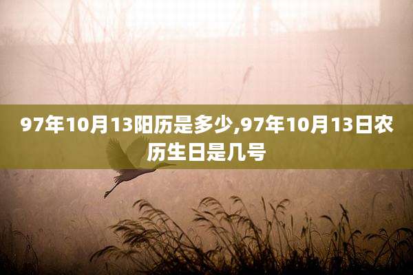 97年10月13阳历是多少,97年10月13日农历生日是几号