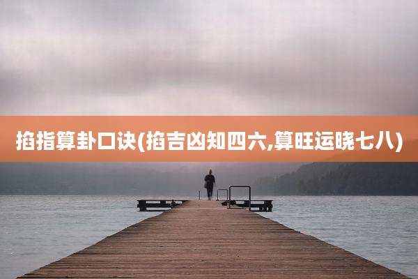 掐指算卦口诀(掐吉凶知四六,算旺运晓七八)