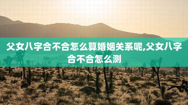父女八字合不合怎么算婚姻关系呢,父女八字合不合怎么测