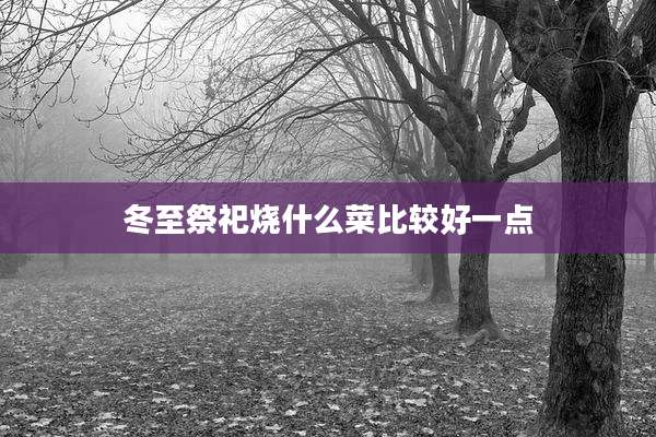 冬至祭祀烧什么菜比较好一点