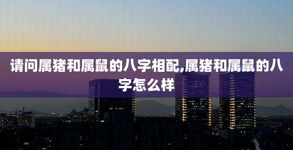 请问属猪和属鼠的八字相配,属猪和属鼠的八字怎么样
