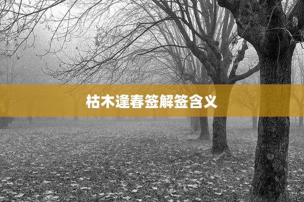 枯木逢春签解签含义