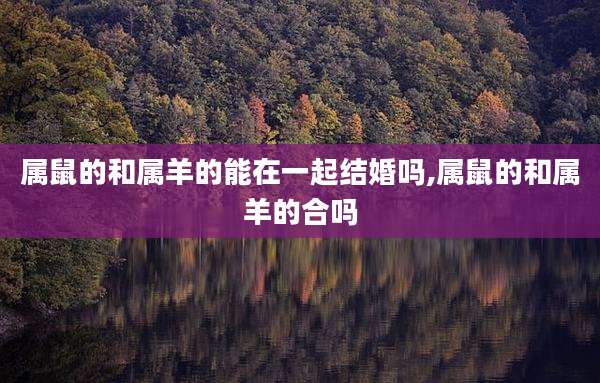 属鼠的和属羊的能在一起结婚吗,属鼠的和属羊的合吗