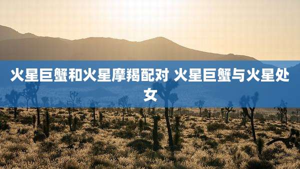 火星巨蟹和火星摩羯配对 火星巨蟹与火星处女