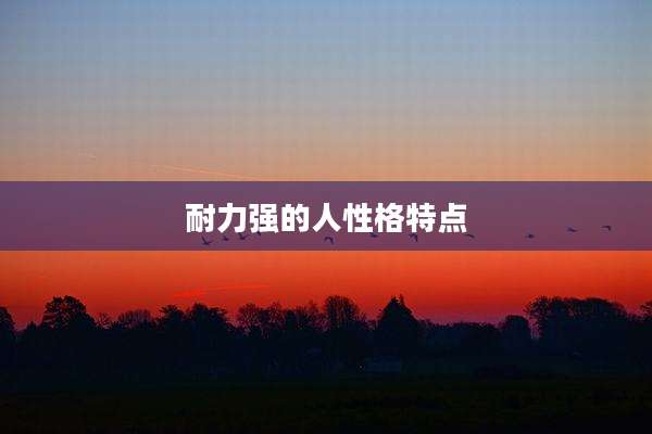 耐力强的人性格特点