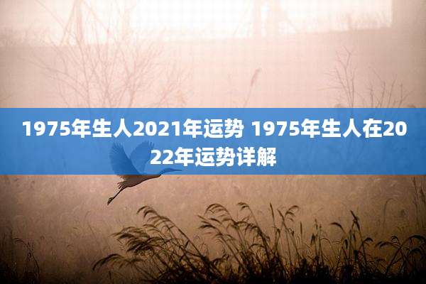 1975年生人2021年运势 1975年生人在2022年运势详解