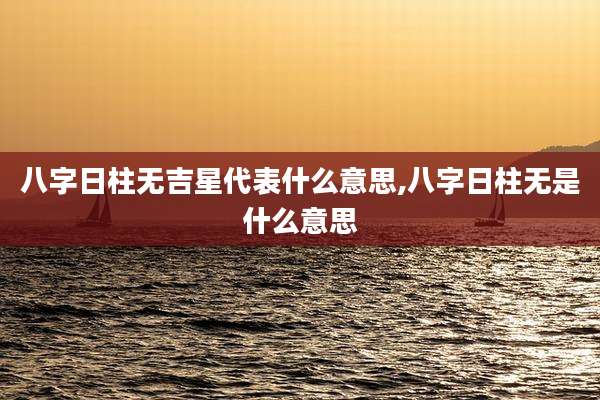 八字日柱无吉星代表什么意思,八字日柱无是什么意思