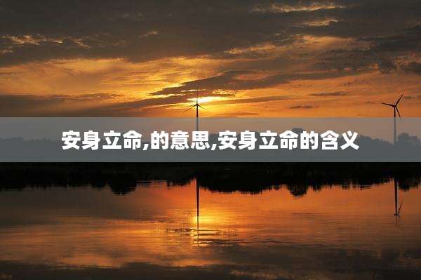 安身立命,的意思,安身立命的含义