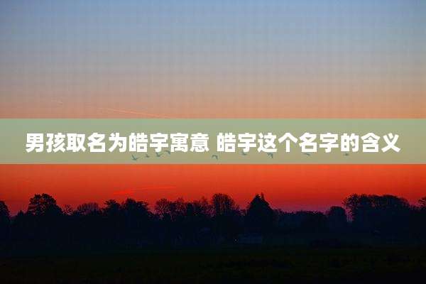 男孩取名为皓宇寓意 皓宇这个名字的含义
