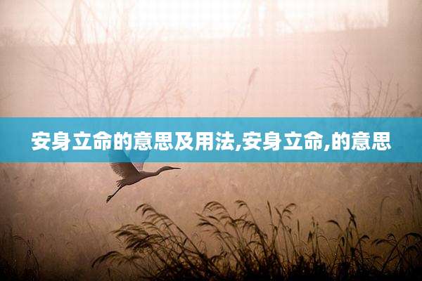安身立命的意思及用法,安身立命,的意思
