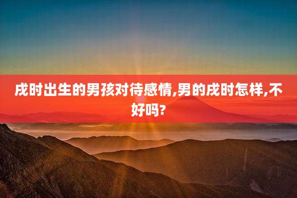 戌时出生的男孩对待感情,男的戌时怎样,不好吗?