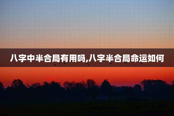 八字中半合局有用吗,八字半合局命运如何